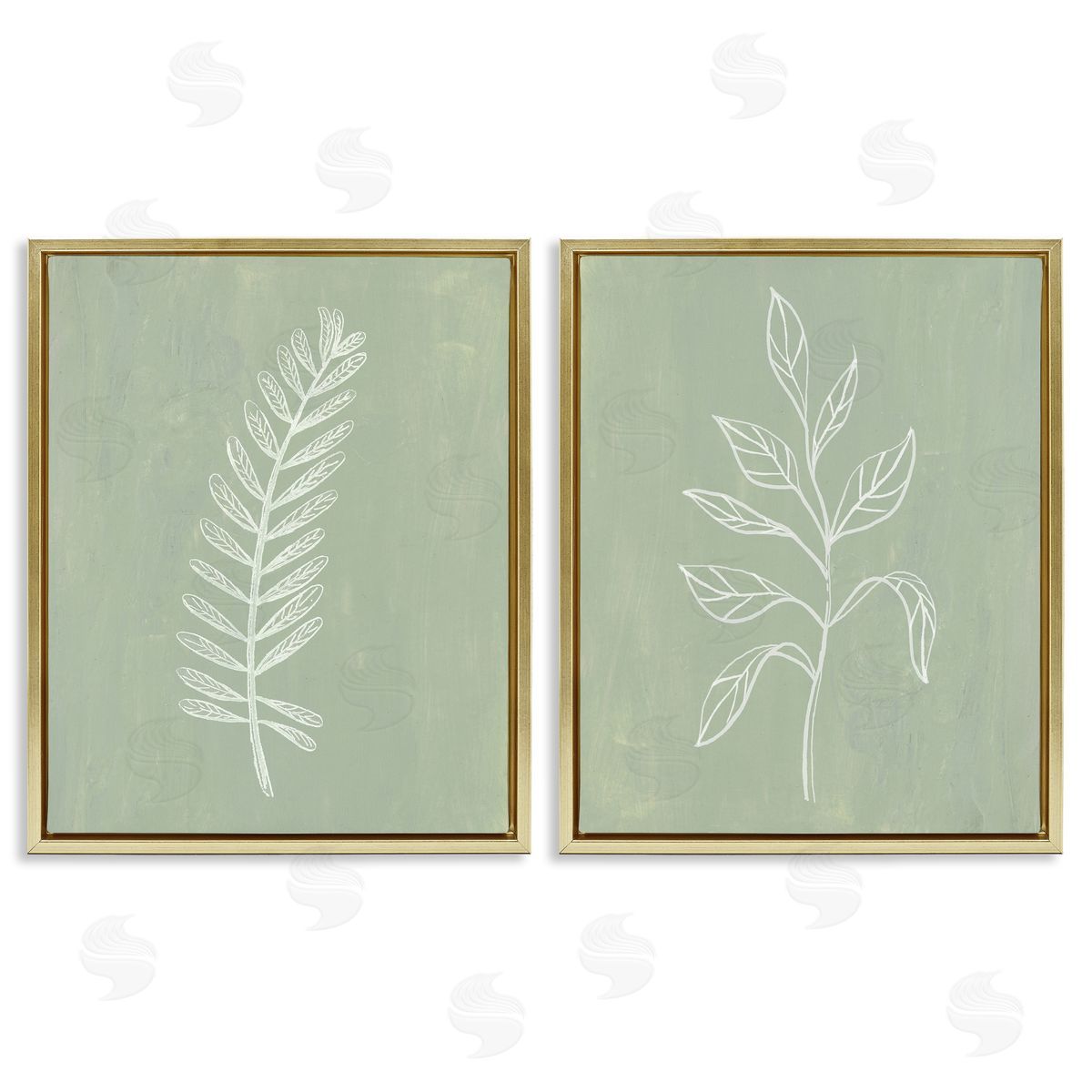 Patricia Pinto Forest Fern Sprigs Gold Floating Frame Canvas Wall Art Print