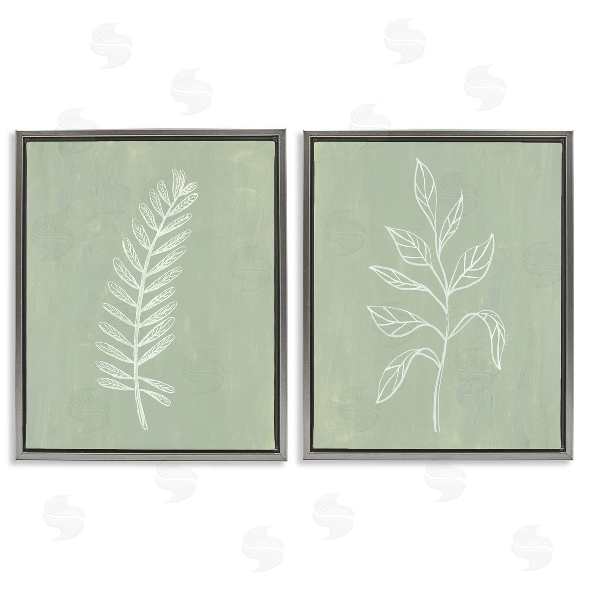 Patricia Pinto Forest Fern Sprigs Gray Floating Frame Canvas Wall Art Print