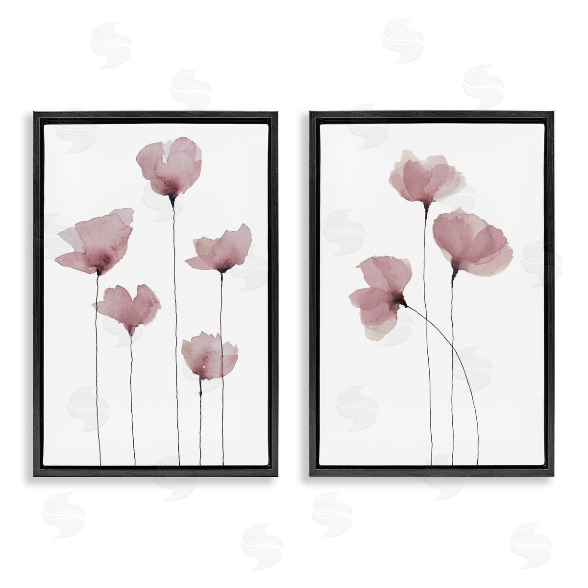 Krinlox Poppies Standing Tall Black Floating Frame Canvas Wall Art Print