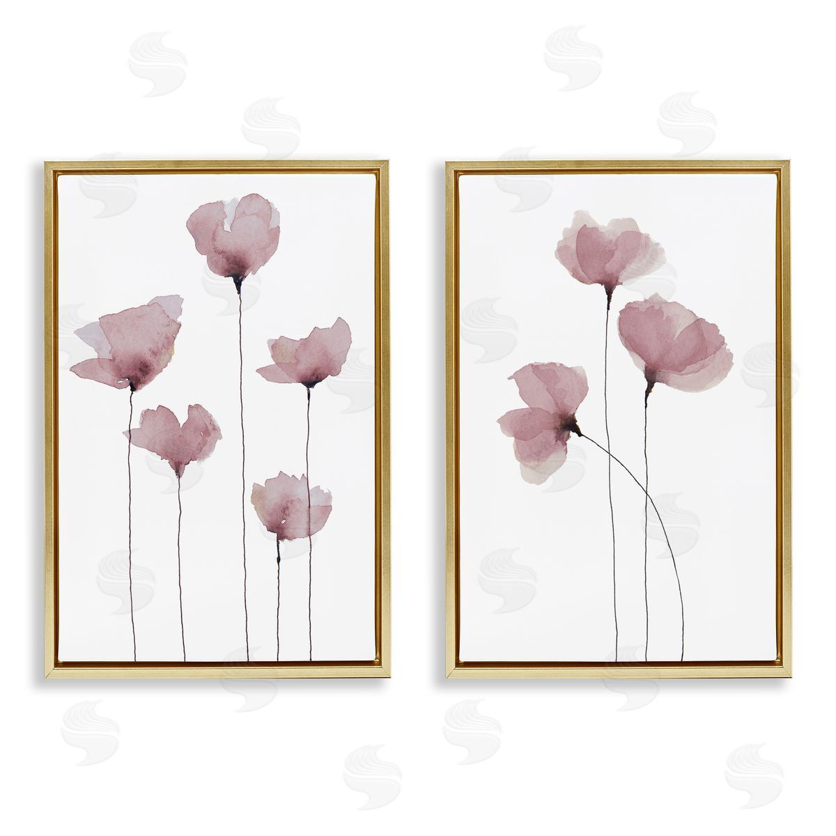 Krinlox Poppies Standing Tall Gold Floating Frame Canvas Wall Art Print