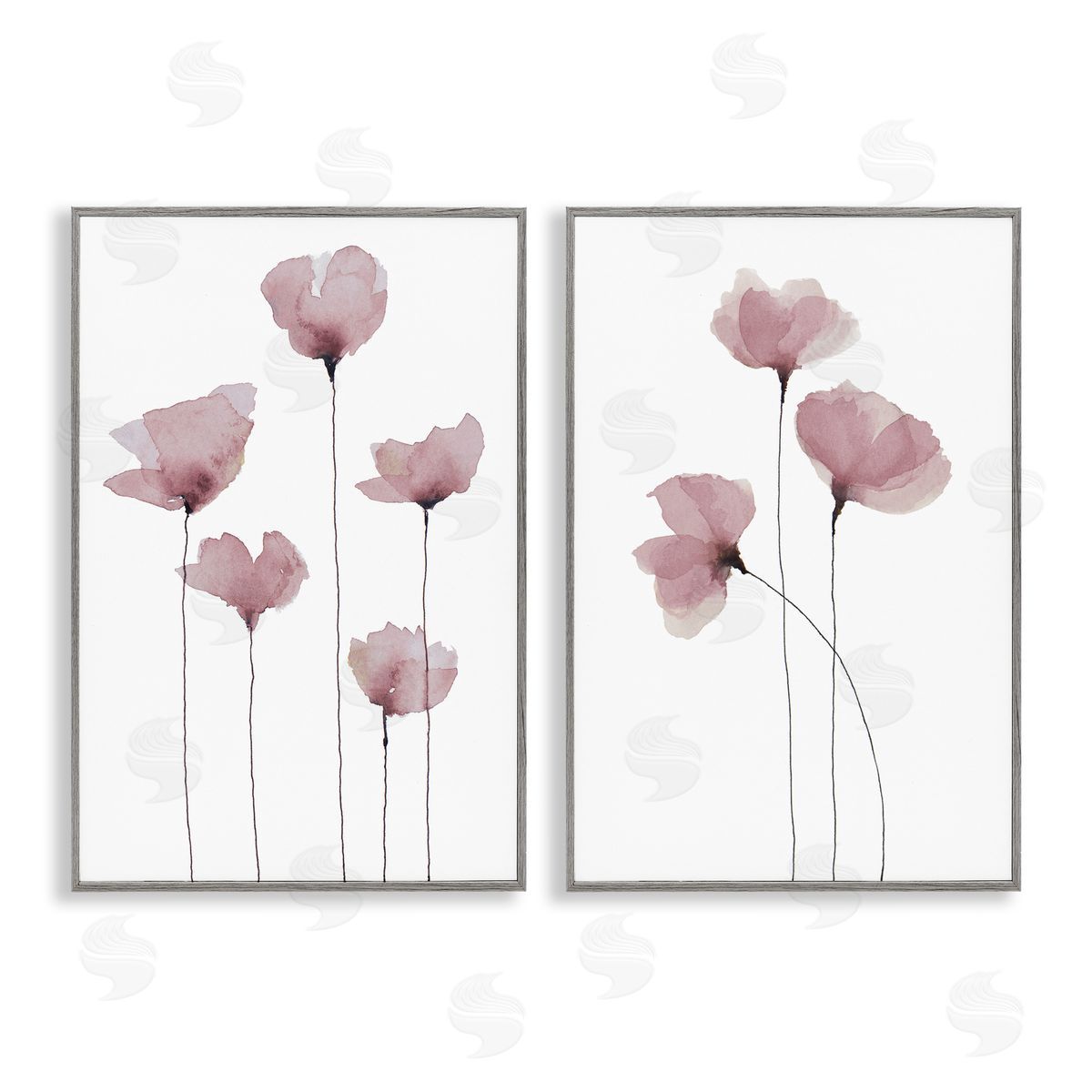 Krinlox Poppies Standing Tall Gray Framed Giclee Wall Art Print