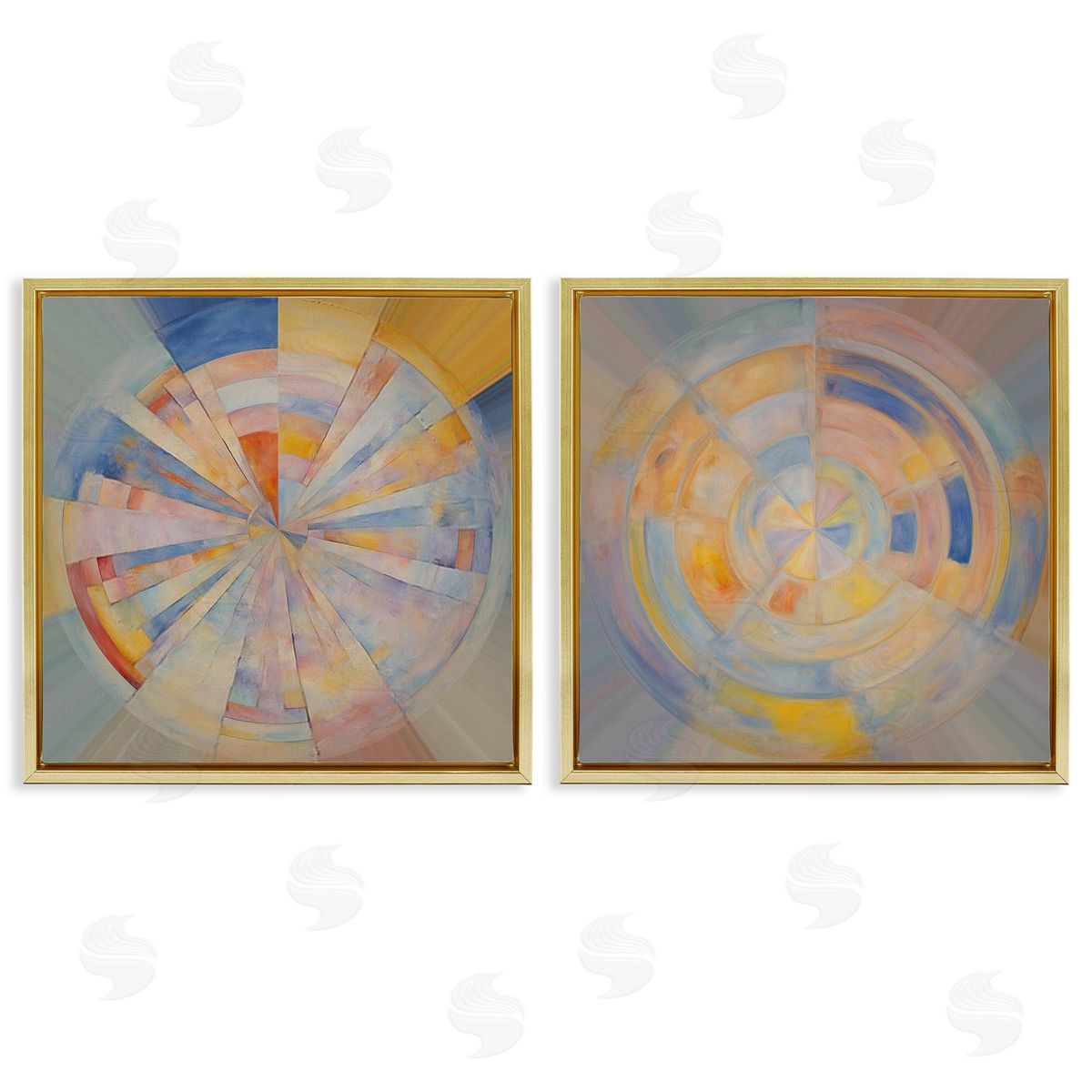 Noah Bay Centric Circle Geometrics Gold Floating Frame Canvas Wall Art Print