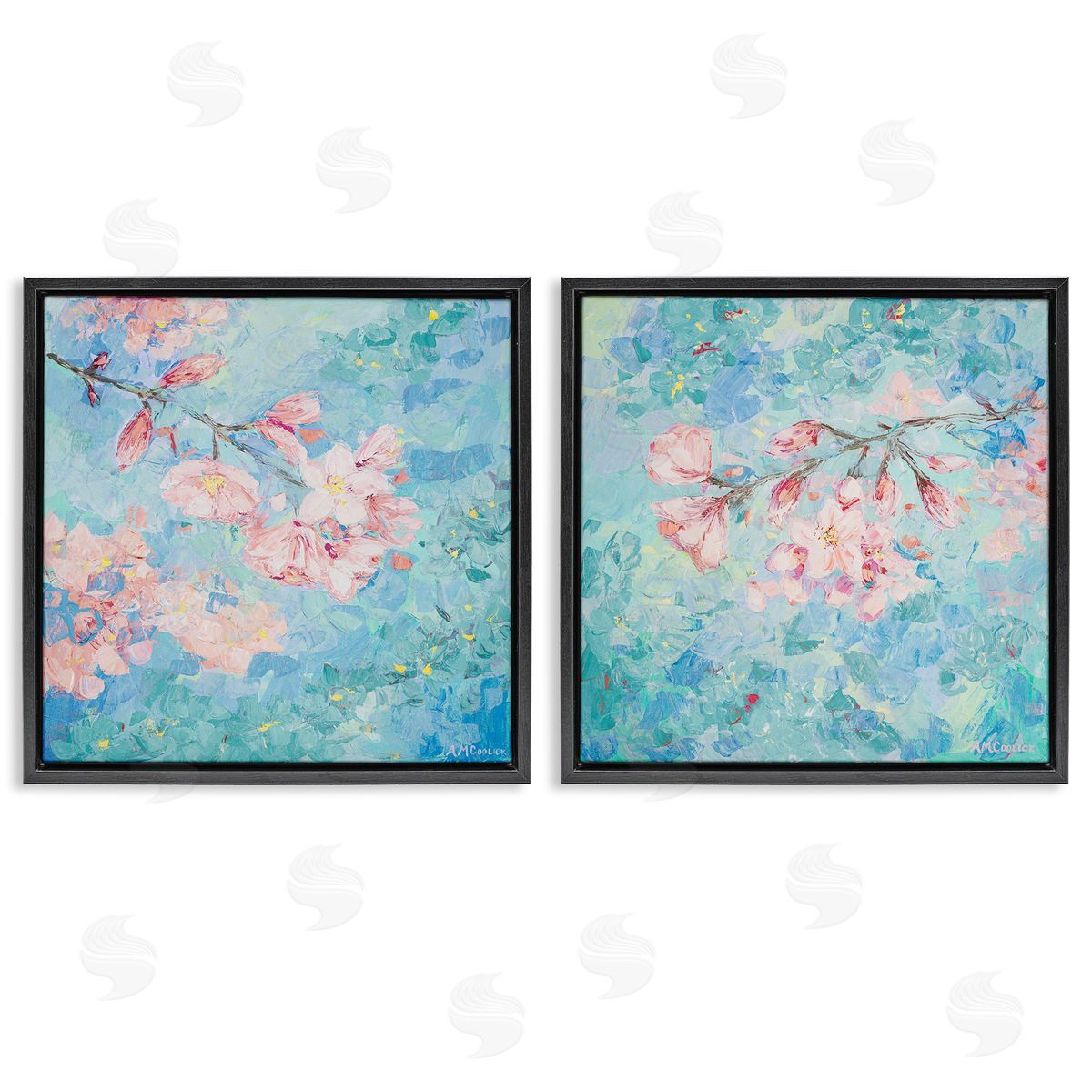 Ann Marie Coolick Yoshino Cherry Blossoms Black Floating Frame Canvas Wall Art Print