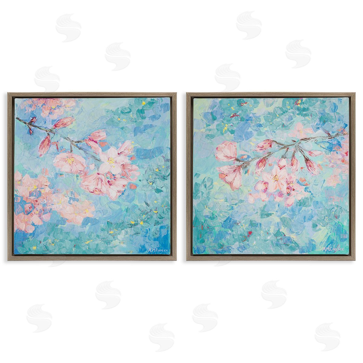 Ann Marie Coolick Yoshino Cherry Blossoms Brown Floating Frame Canvas Wall Art Print