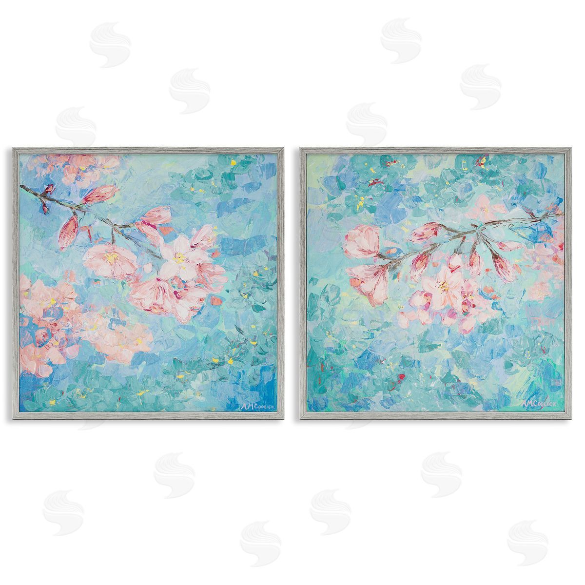 Ann Marie Coolick Yoshino Cherry Blossoms Gray Framed Giclee Wall Art Print