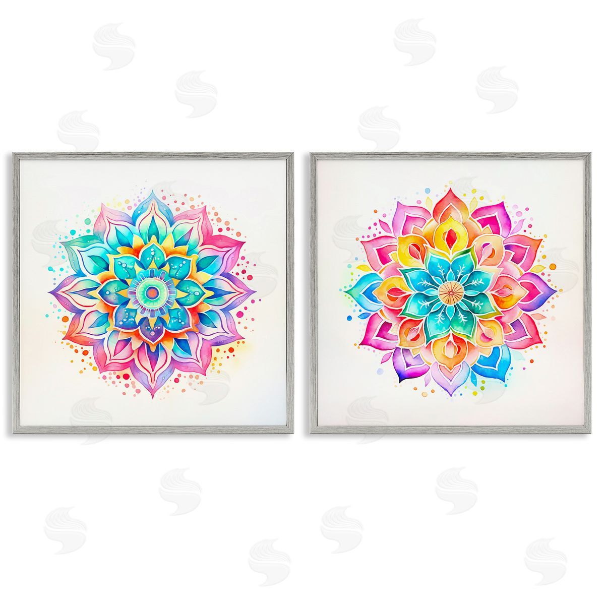 Bright Boho Mandalas Grey Frame Print Wall Art, Home Decor by Andrea Haase