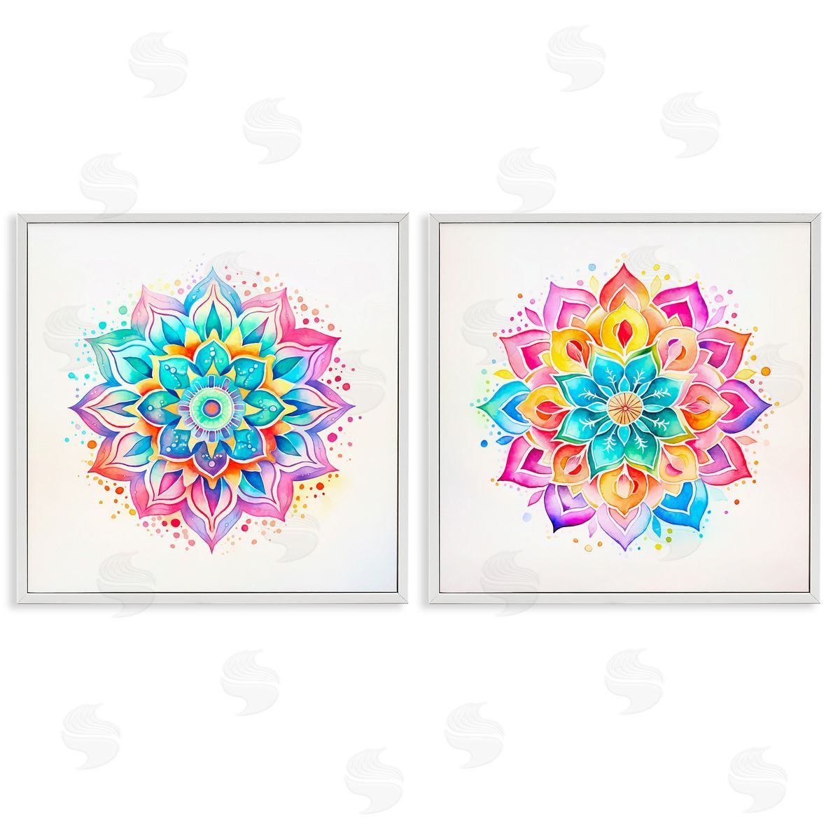 Bright Boho Mandalas White Frame Print Wall Art, Home Decor by Andrea Haase