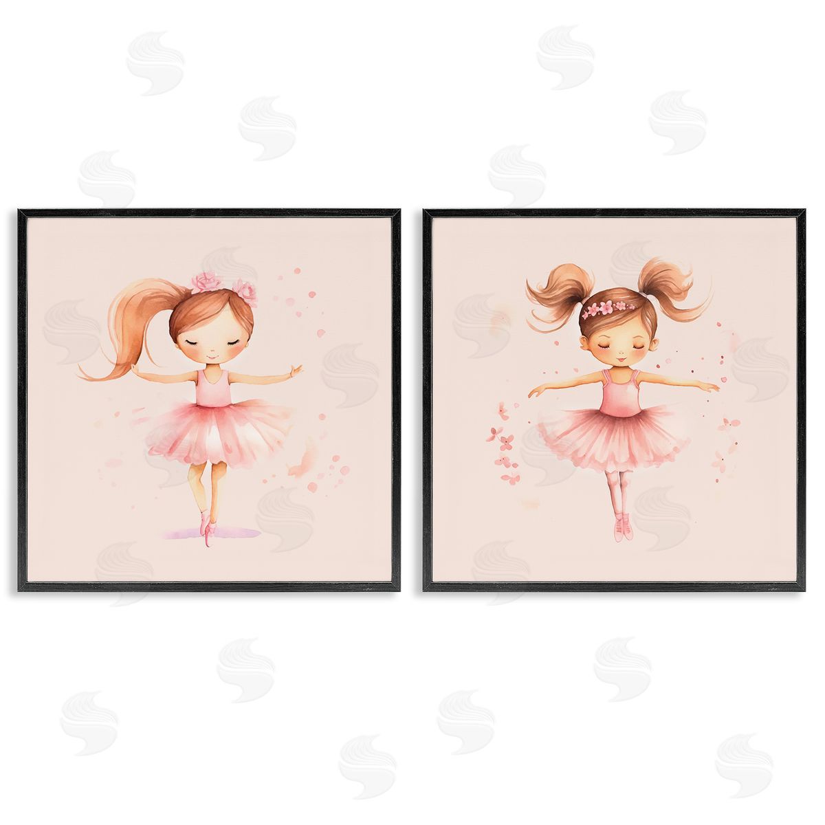 Little Ballerina Dancers Black Frame Print Wall Art, Home Decor by Andrea Haase