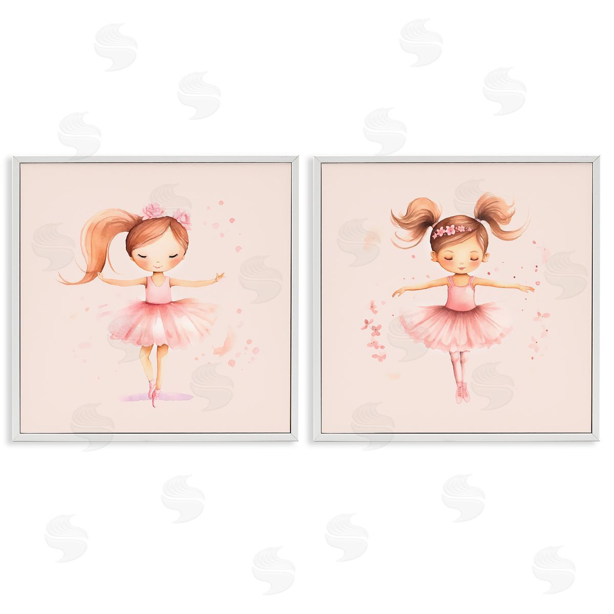 Little Ballerina Dancers White Frame Print Wall Art, Home Decor by Andrea Haase