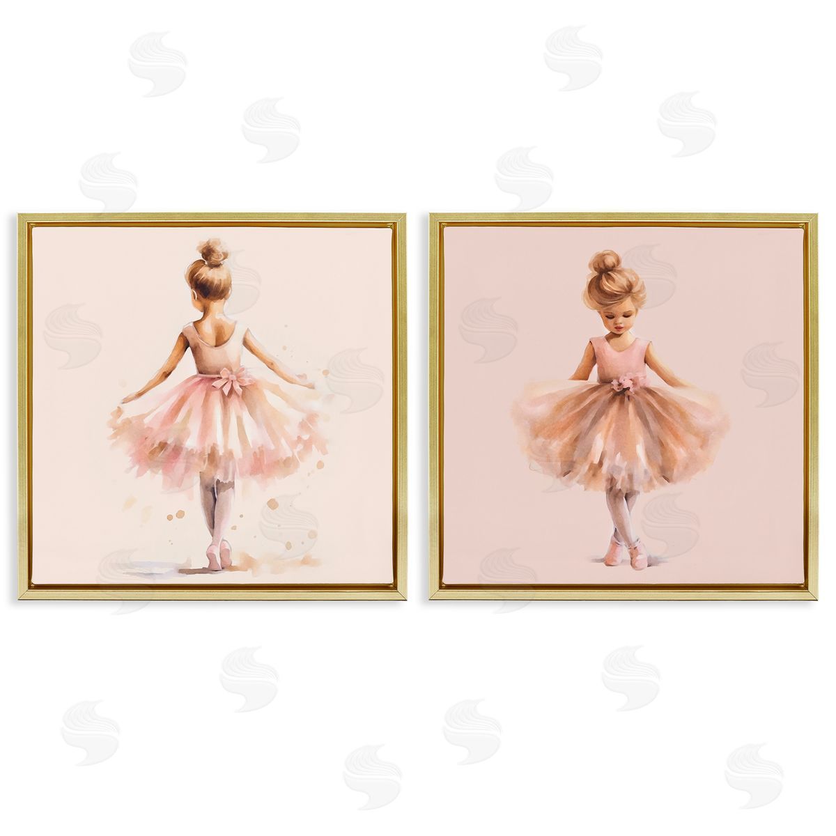 Ballerina Dancing Stars Gold Floating Frame Canvas Wall Art, Home Decor by Andrea Haase