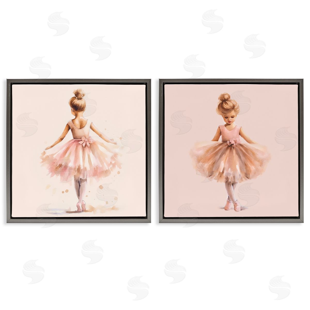 Ballerina Dancing Stars Grey Floating Frame Canvas Wall Art, Home Decor by Andrea Haase