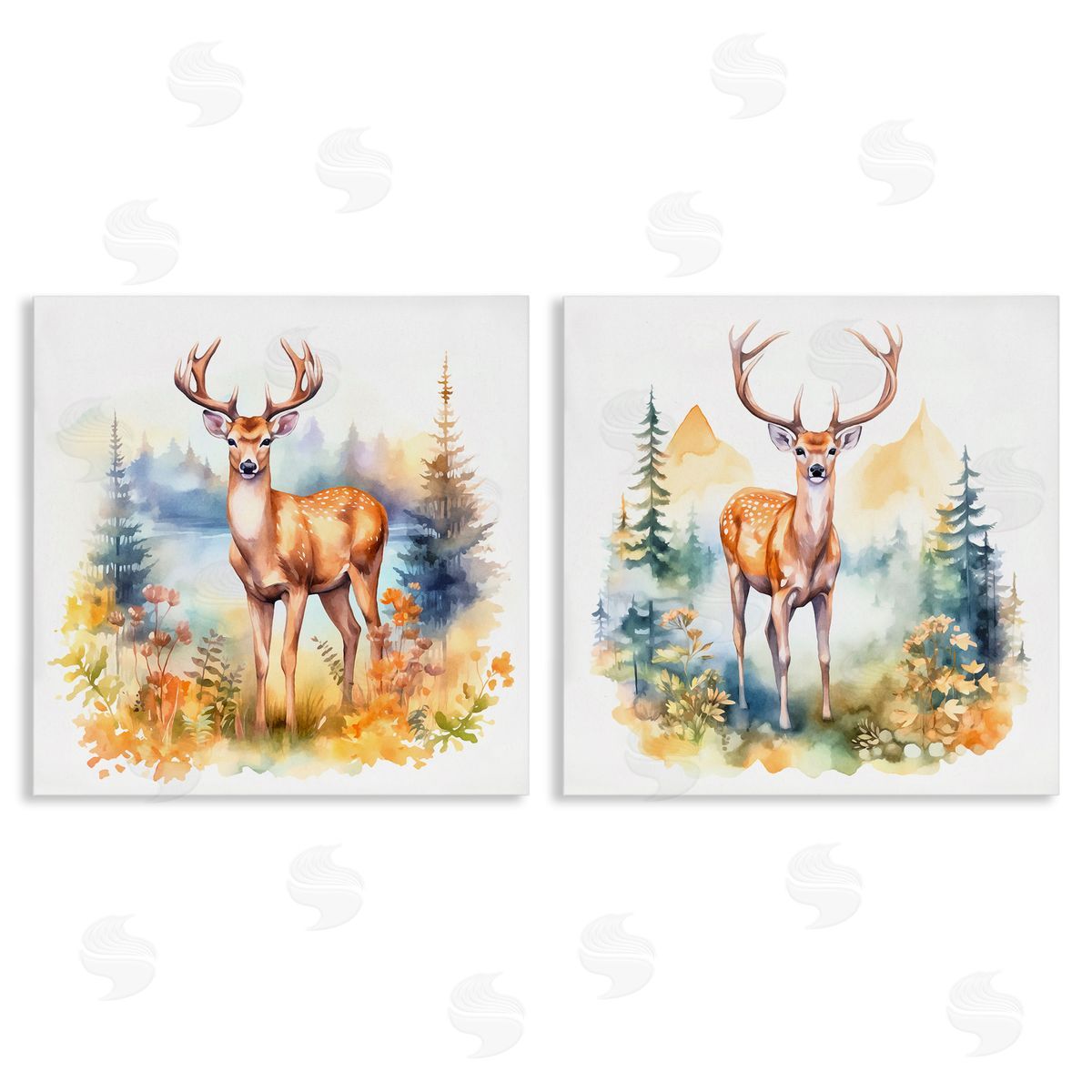 Wild Deer Mountain Overlook Canvas Wall Art, Home Decor by Andrea Haase