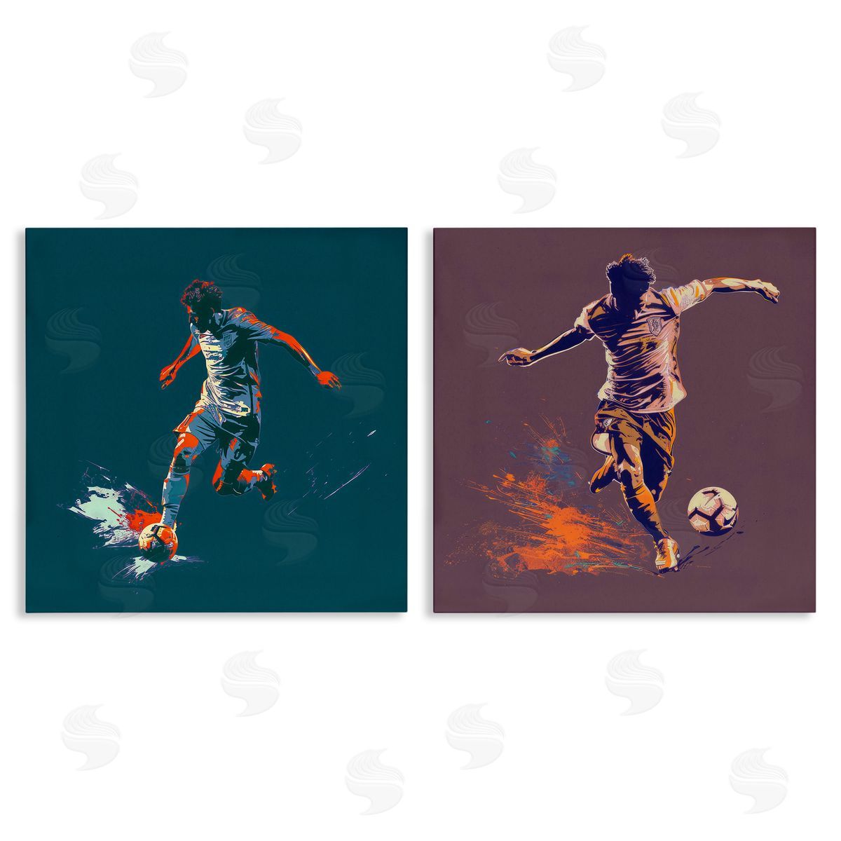 Kicking Soccer Ball Goal Canvas Wall Art, Home Decor by Lazar Studio