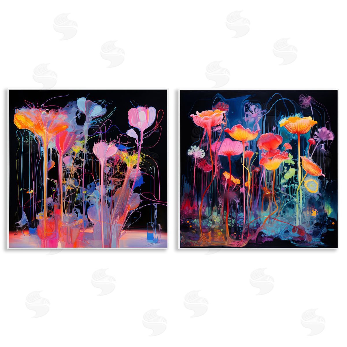 Contrasting Otherworldly Blossoms Wood Plaque Wall Art, Home Decor by Nuk Nalandro