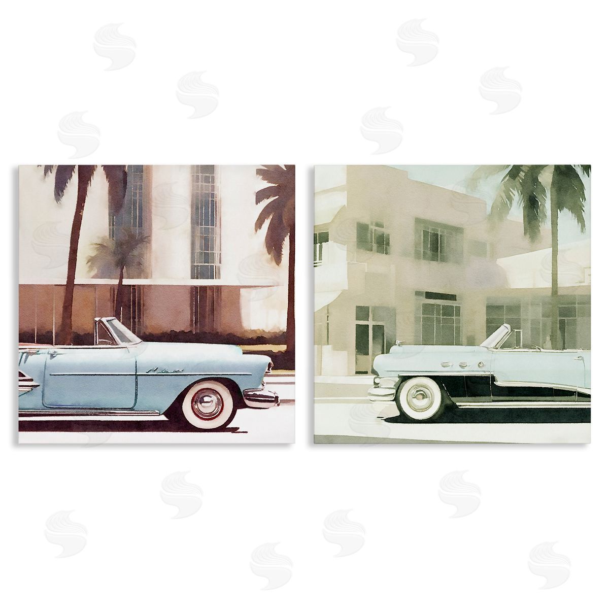 Miami Cars in Summer Canvas Wall Art, Home Decor by Noah Bay