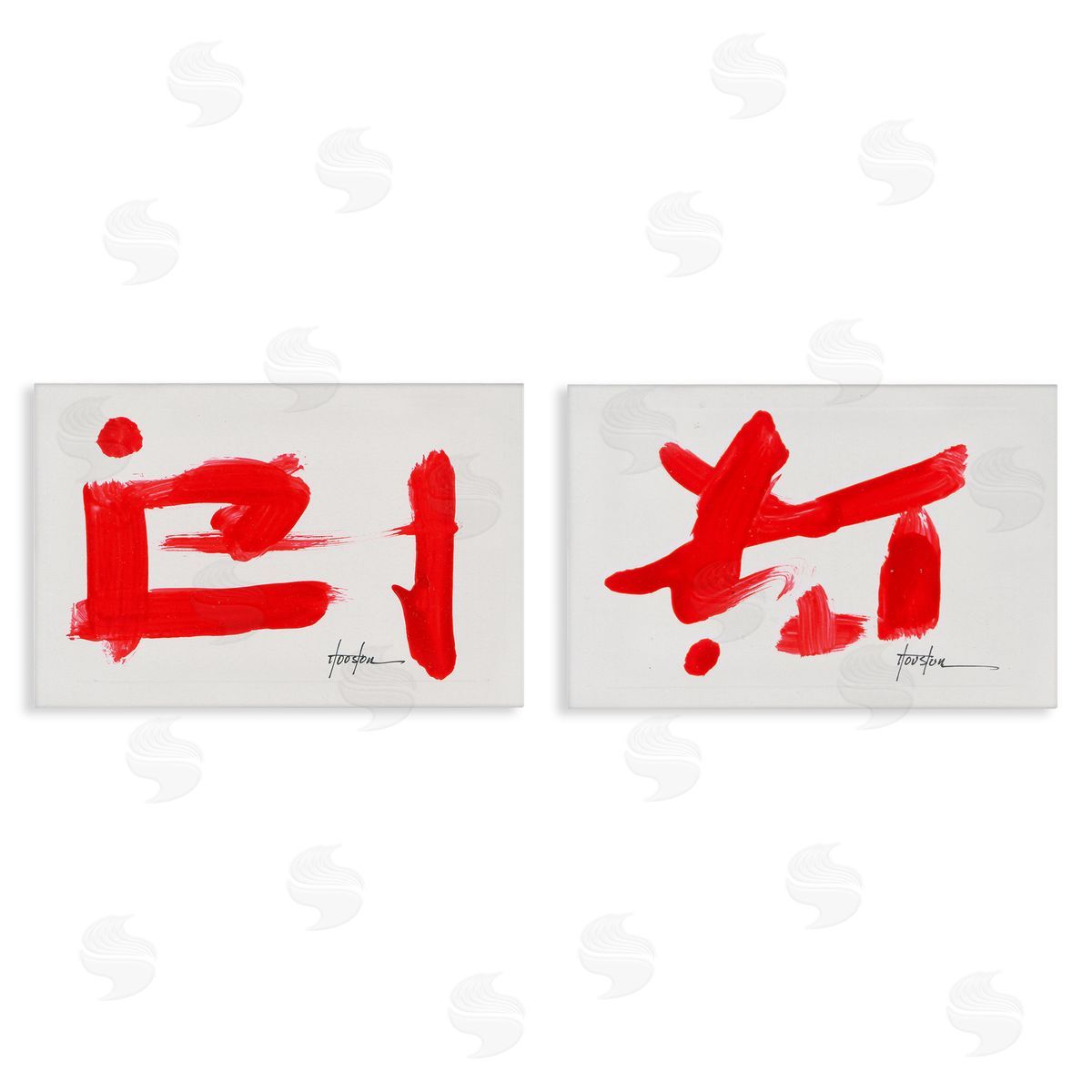Red Symbolic Characters Canvas Wall Art, Home Decor by Daniel Houston