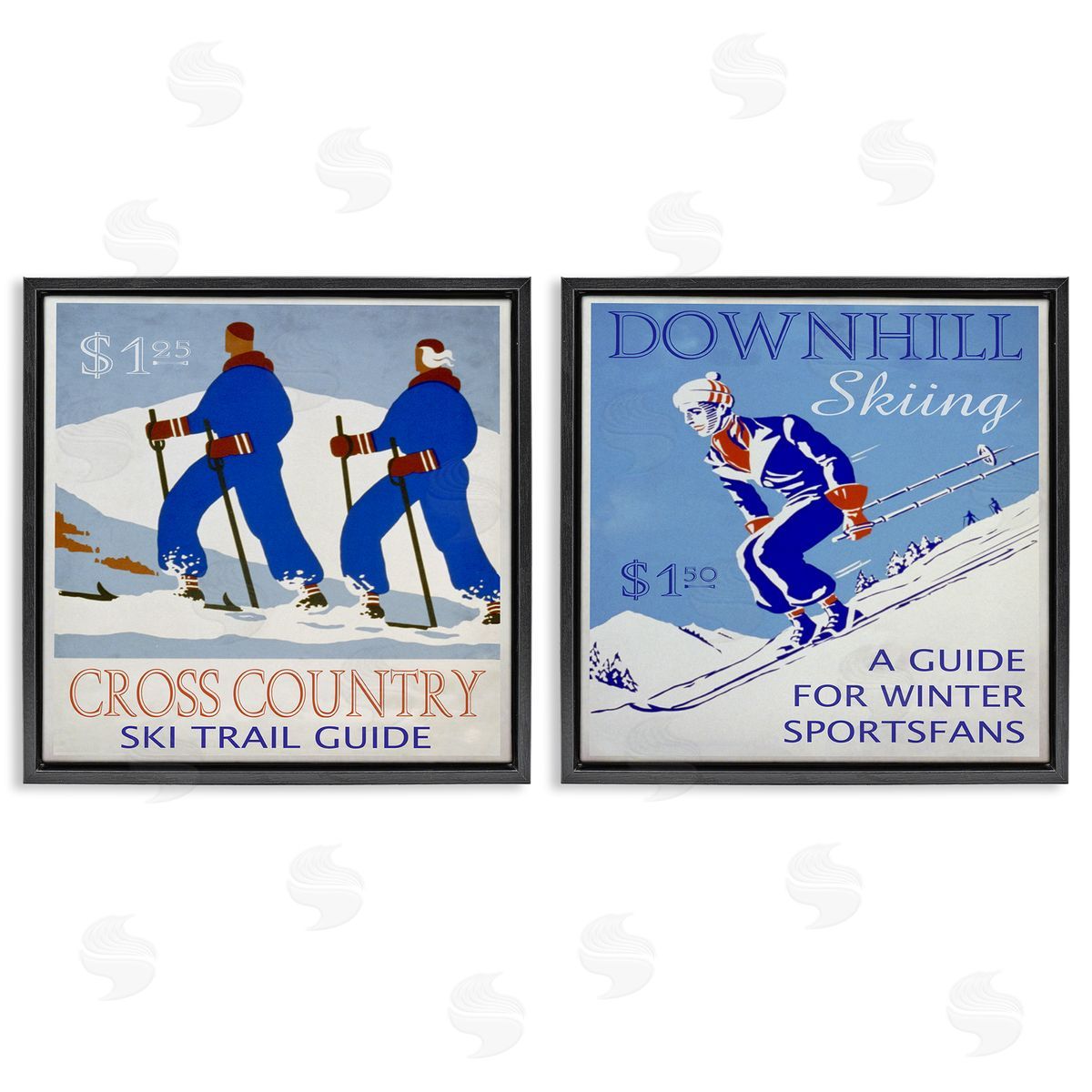Cross Country Skiing Posters Black Floating Frame Canvas Wall Art, Home Decor by Graffi*tee Studios
