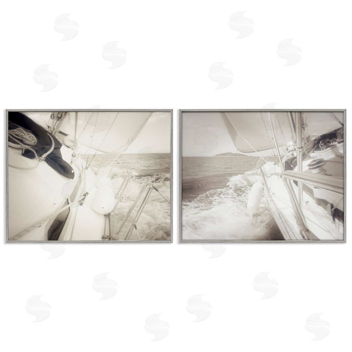 Sailing Clear Summer Day Grey Frame Print Wall Art, Home Decor by Graffi*tee Studios