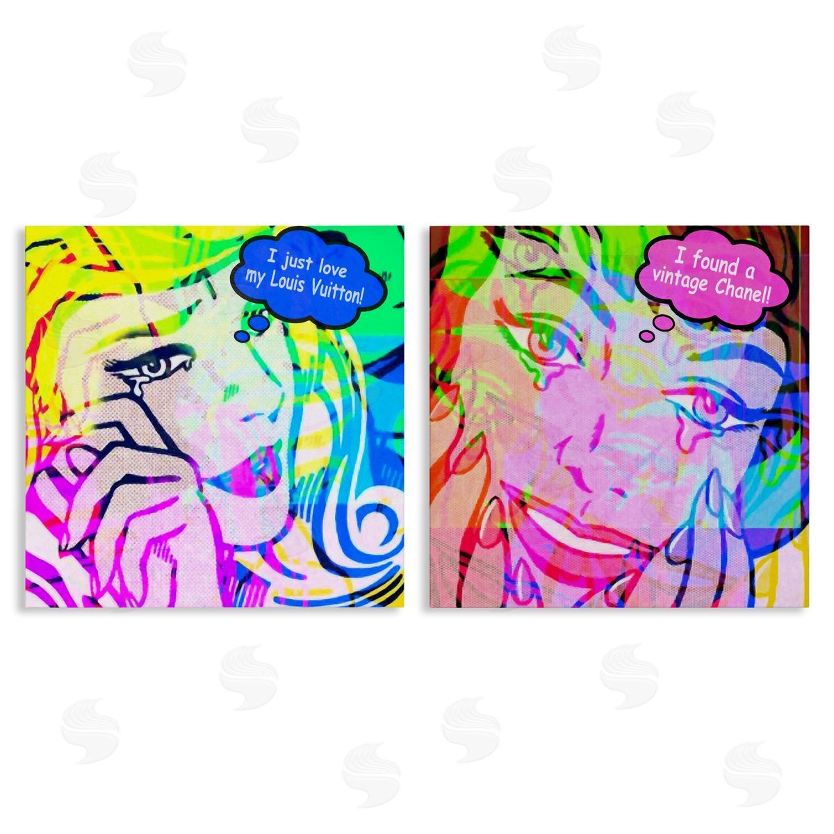 Crying Comic Fashionistas Canvas Wall Art, Home Decor by Graffi*tee Studios