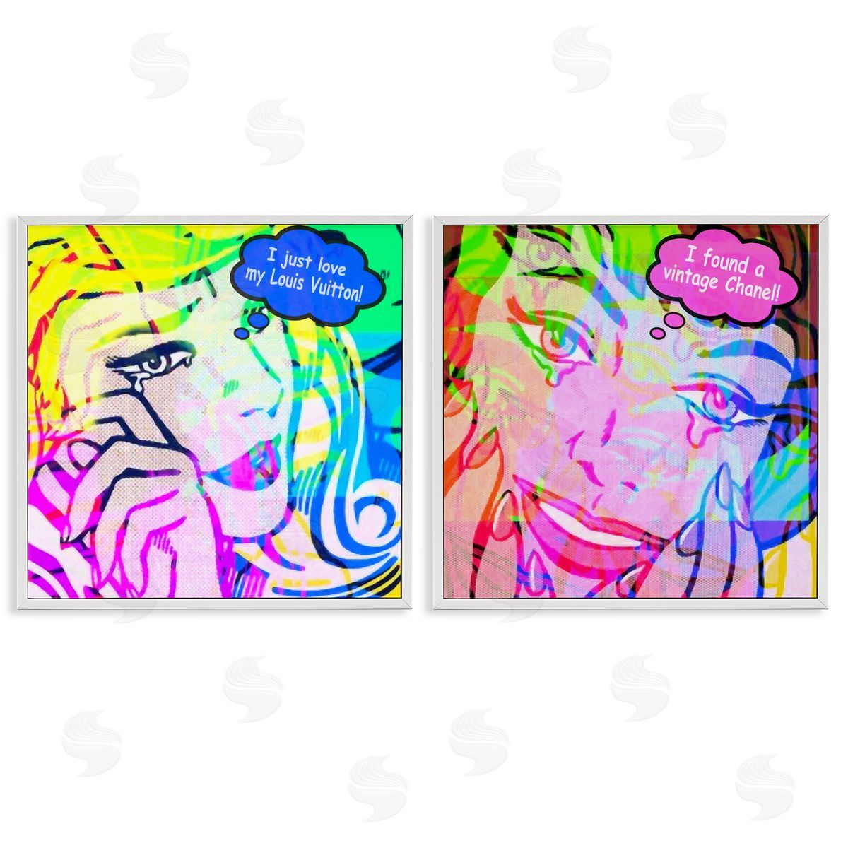 Crying Comic Fashionistas White Frame Print Wall Art, Home Decor by Graffi*tee Studios