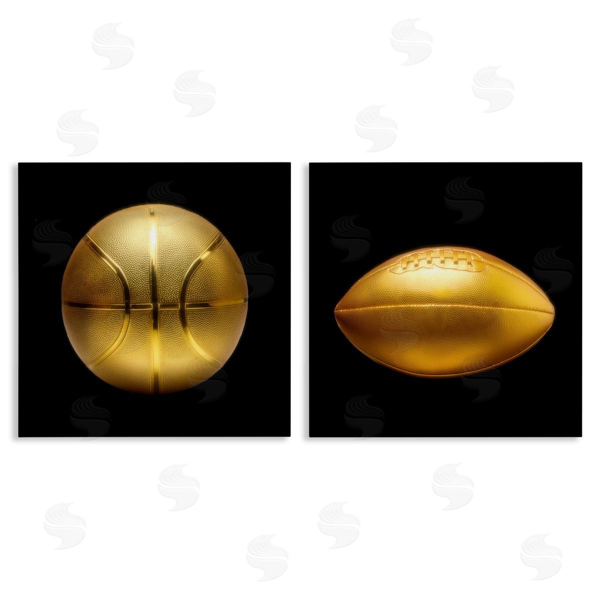 Golden Designer Sports Balls Canvas Wall Art, Home Decor by Graffi*tee Studios