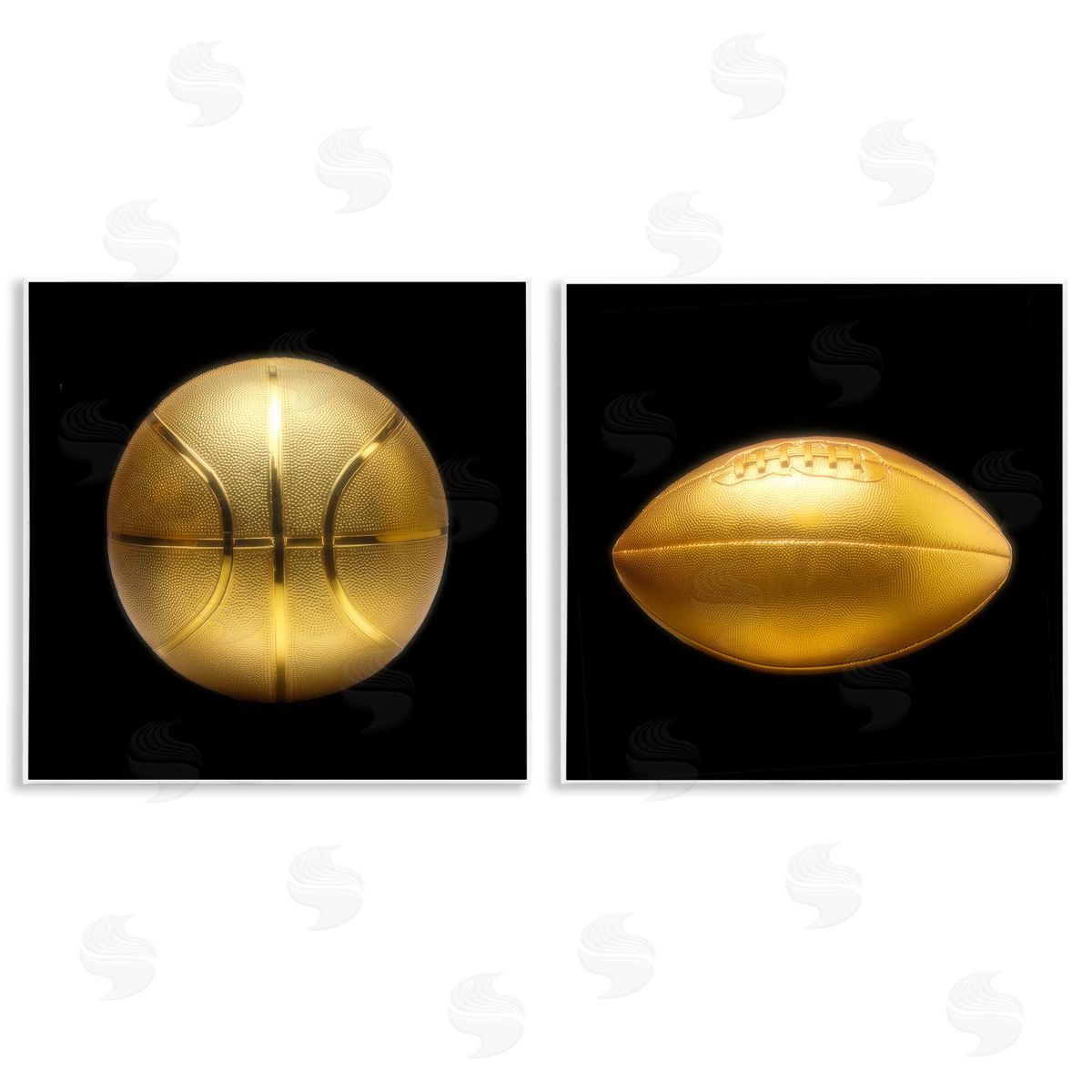 Golden Designer Sports Balls Wood Plaque Wall Art, Home Decor by Graffi*tee Studios