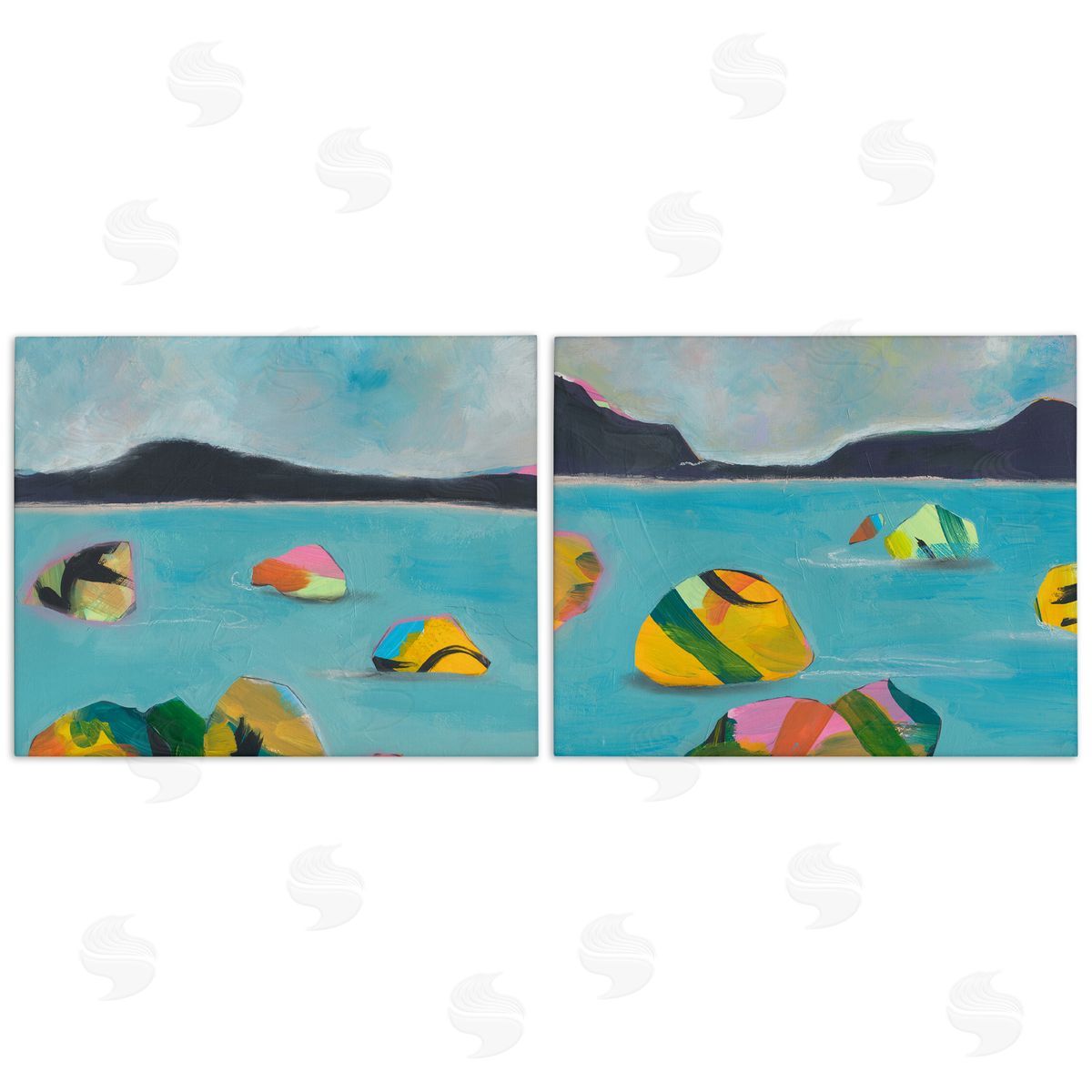 Beach Buoys in Sea Canvas Wall Art, Home Decor by Jan Weiss