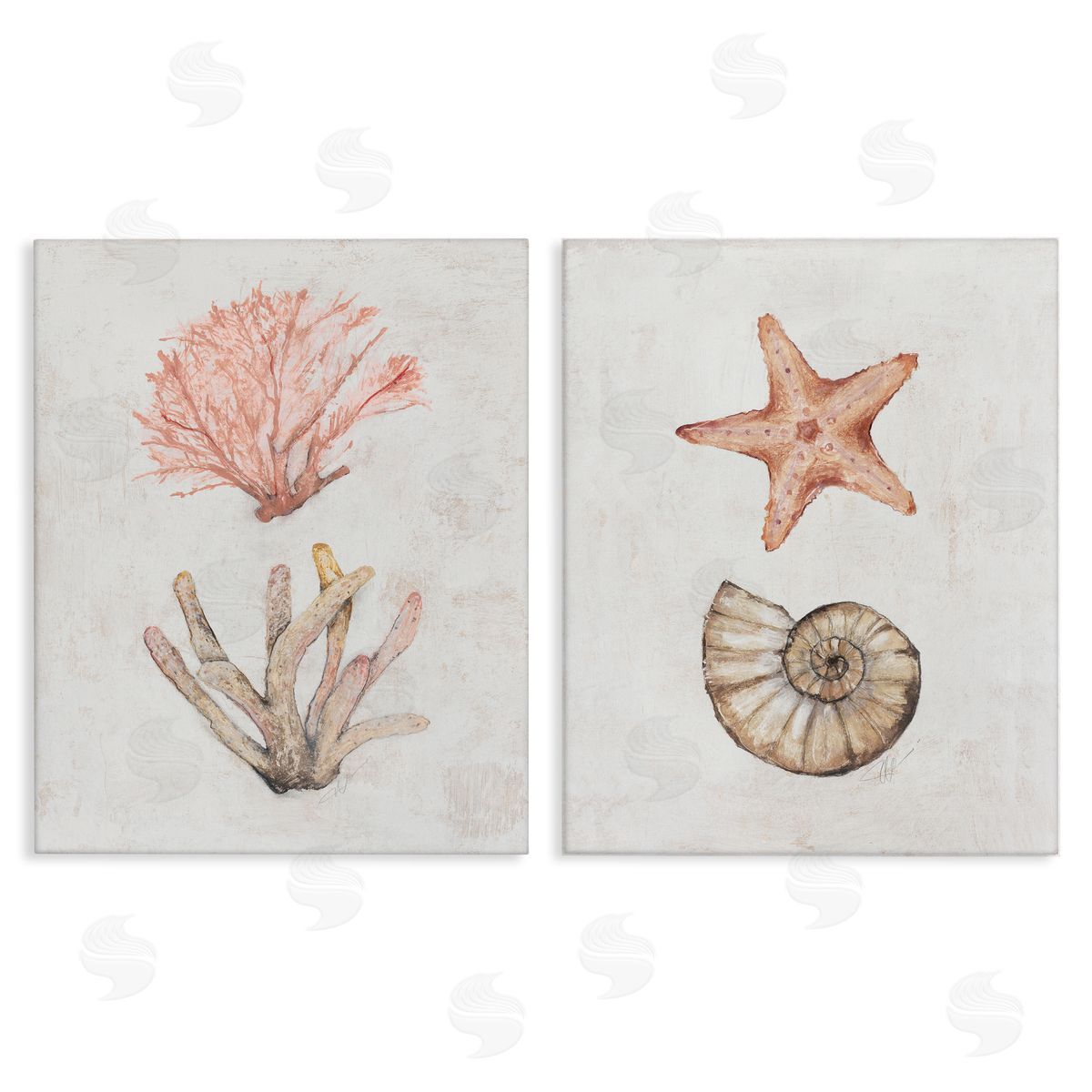 Neutral Pastel Sea Life Canvas Wall Art, Home Decor by Filippo Ioco