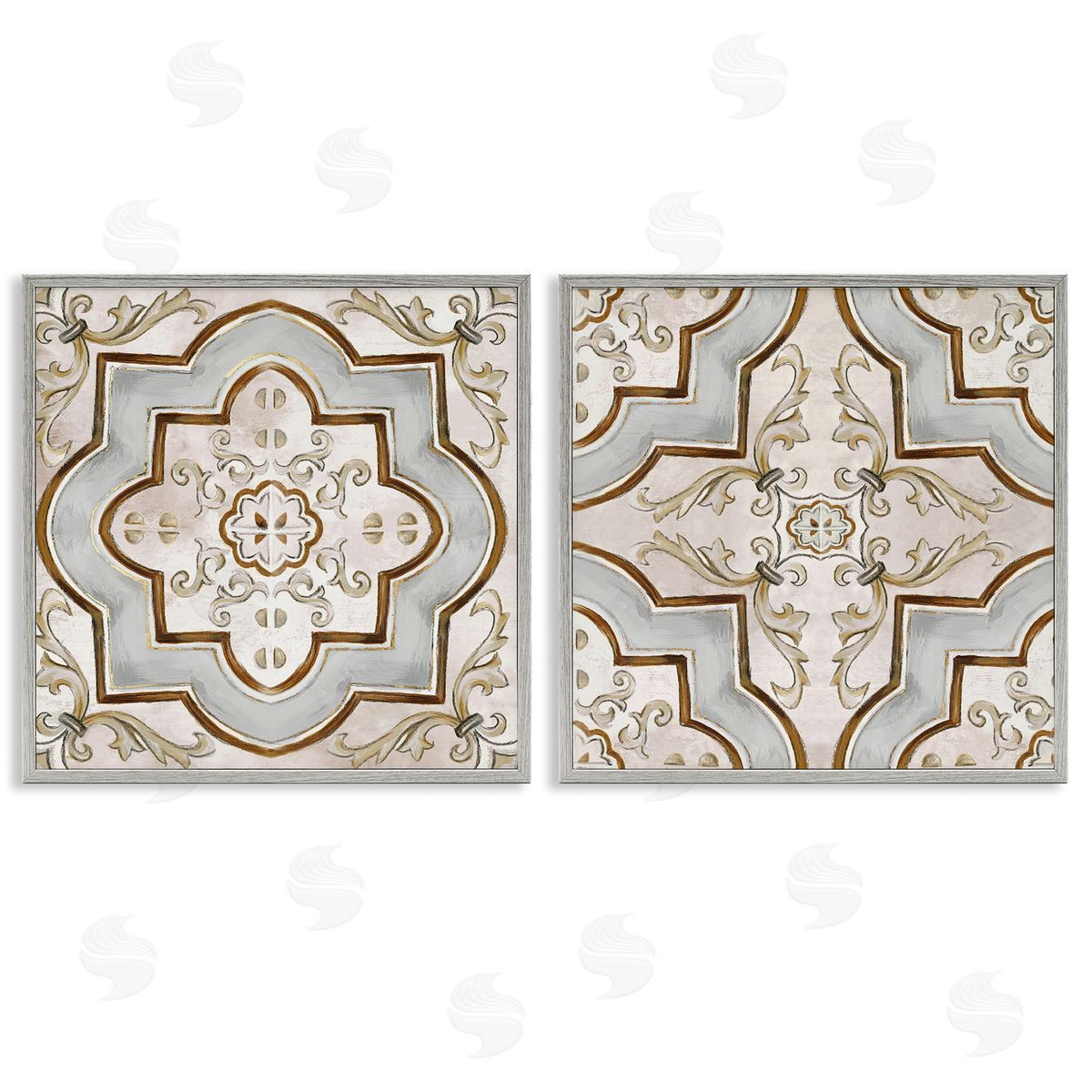Moroccan Tile in Neutrals Grey Frame Print Wall Art, Home Decor by Irena Orlov