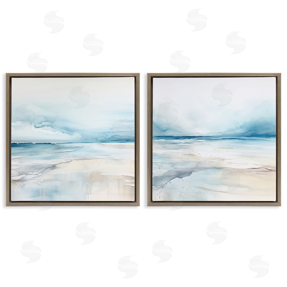 Ocean Tide Abstraction Brown Floating Frame Canvas Wall Art, Home Decor by Irena Orlov
