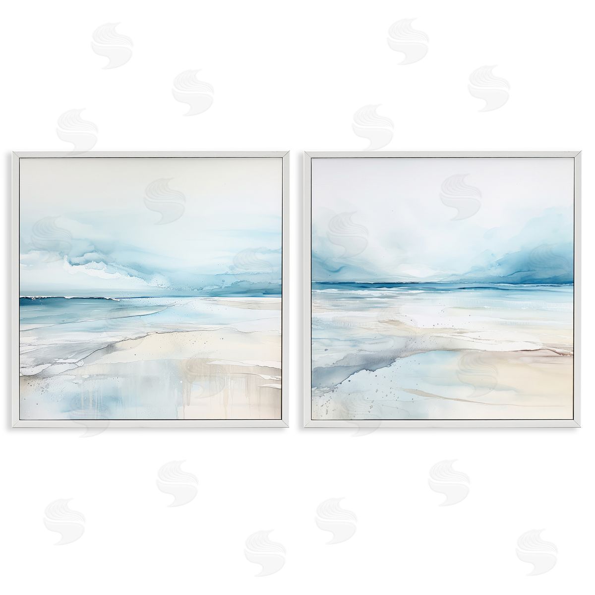 Ocean Tide Abstraction White Frame Print Wall Art, Home Decor by Irena Orlov