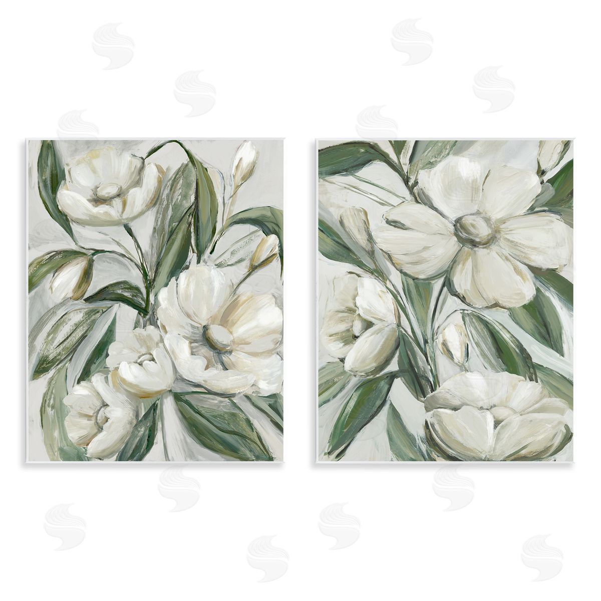 White Blossoms & Leaves Wood Plaque Wall Art, Home Decor by Hannah Dawson