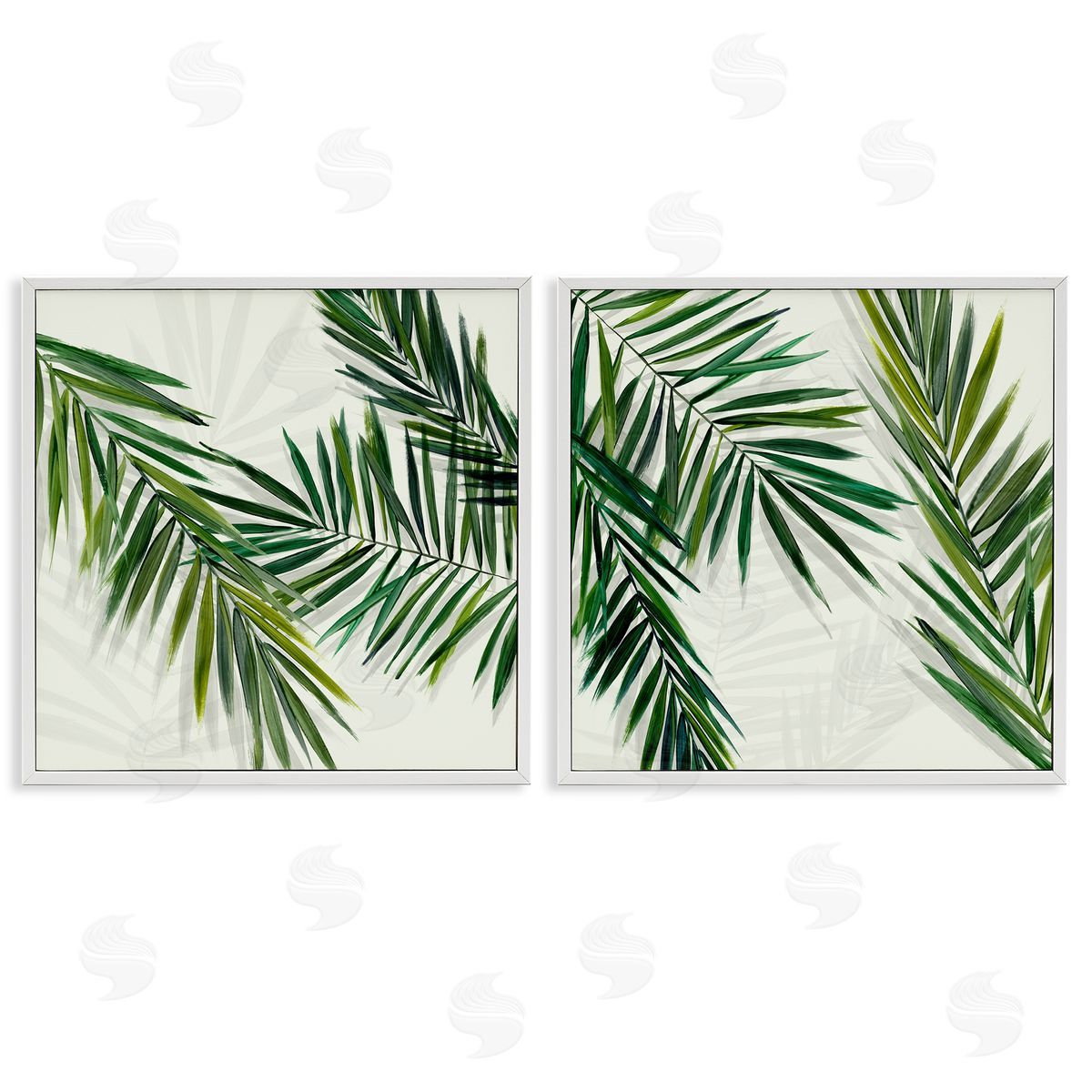 Palm Fronds over Neutral White Frame Print Wall Art, Home Decor by Hannah Dawson