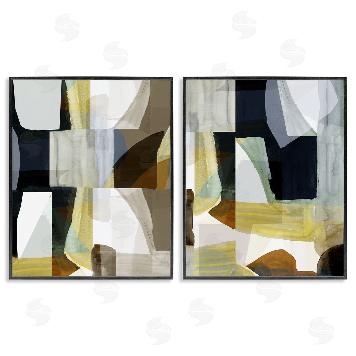 Geometric Desert Motif Black Frame Print Wall Art, Home Decor by cartissi