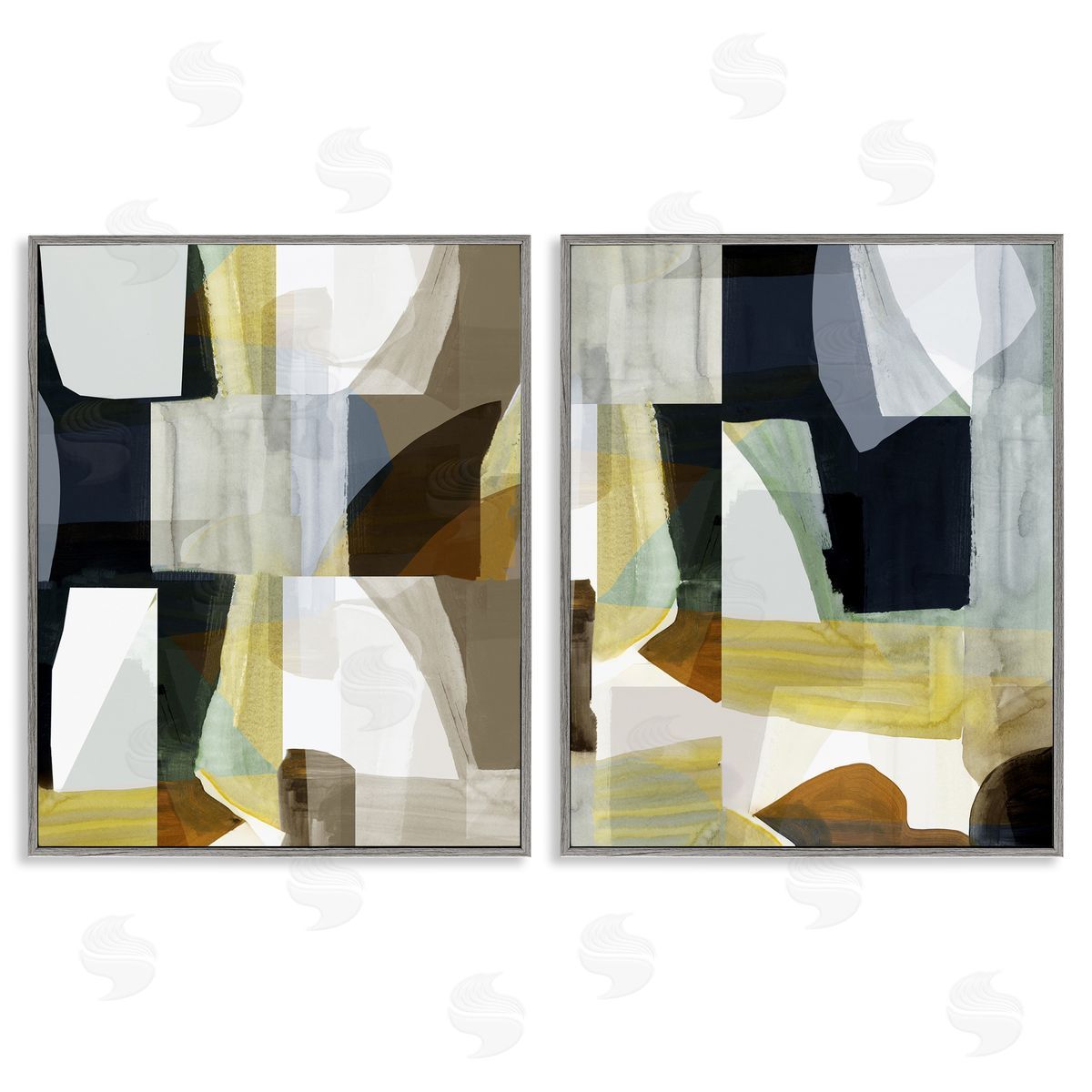 Geometric Desert Motif Grey Frame Print Wall Art, Home Decor by cartissi