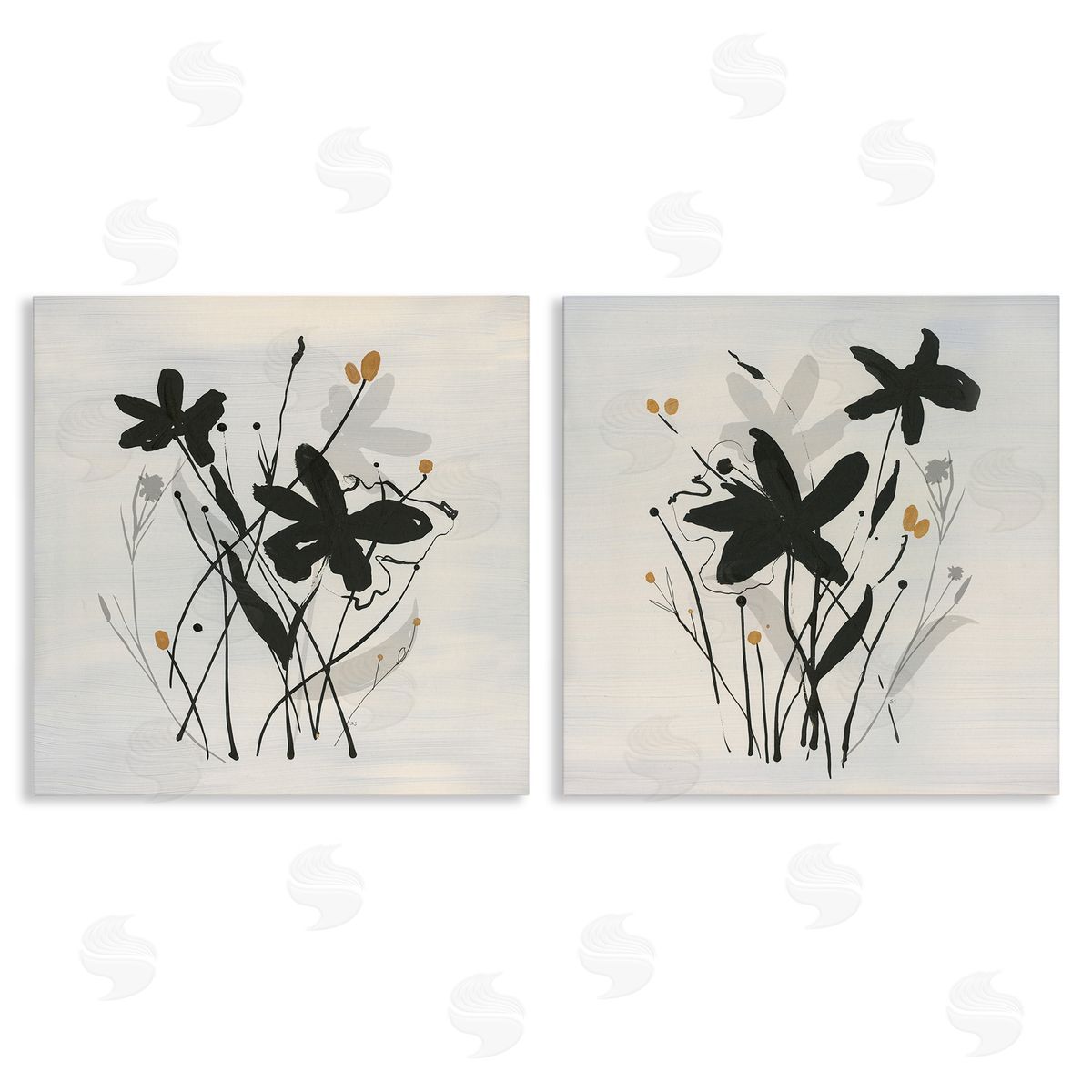 Contemporary Floral Sprigs Canvas Wall Art, Home Decor by Susan Jill