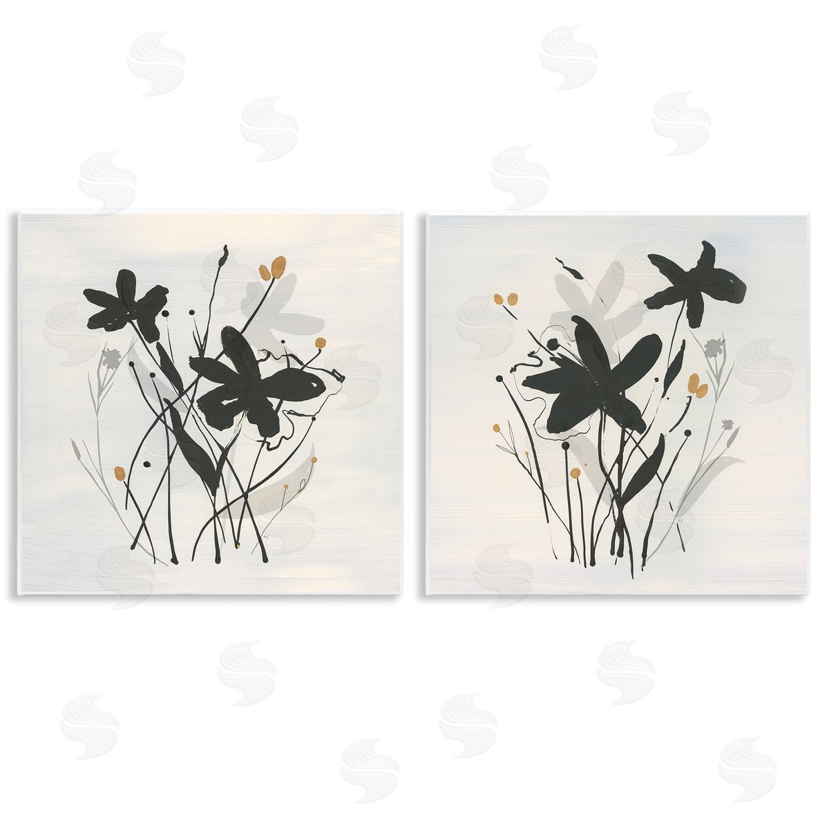 Contemporary Floral Sprigs Wood Plaque Wall Art, Home Decor by Susan Jill