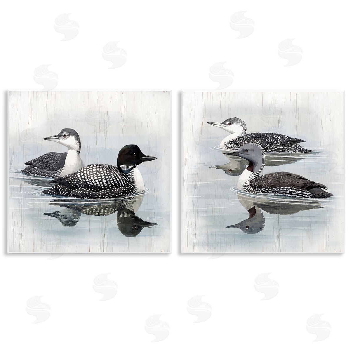 Four Loons in Lake Wood Plaque Wall Art, Home Decor by Susan Jill