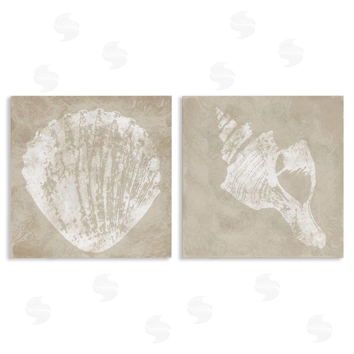 Rustic Abstract Seashells Canvas Wall Art, Home Decor by Carol Robinson