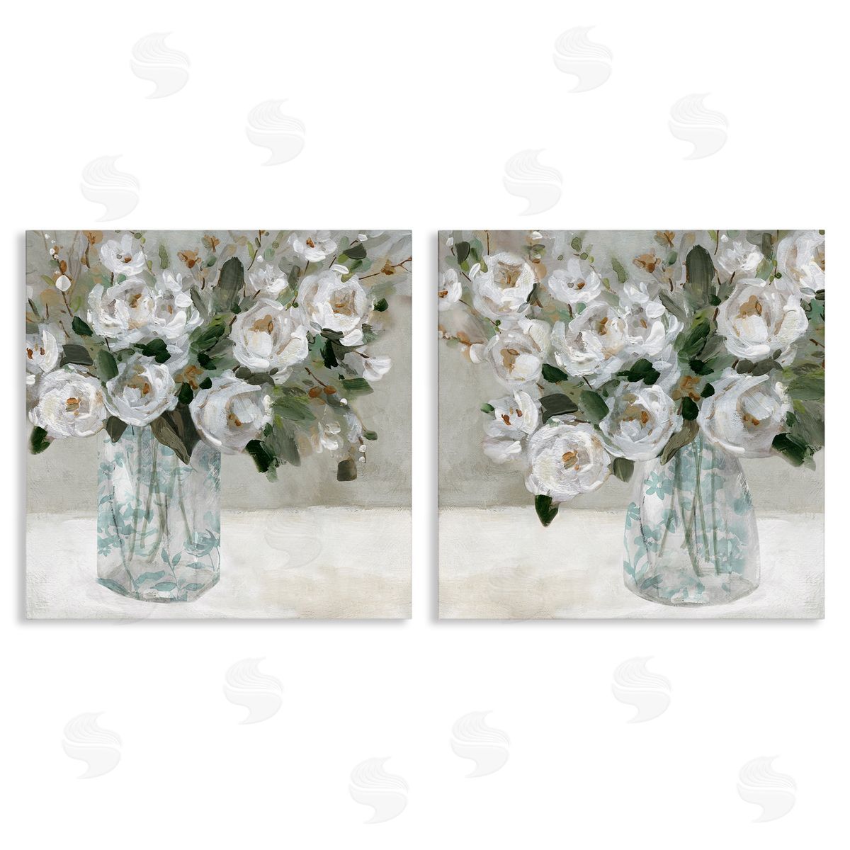 Blooming White Rose Bouquets Canvas Wall Art, Home Decor by Carol Robinson