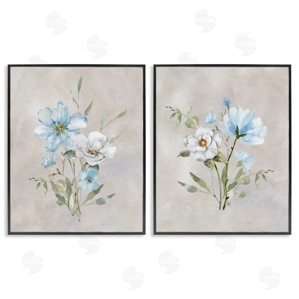 Delicate Flower Tendrils Black Frame Print Wall Art, Home Decor by Livi Finn