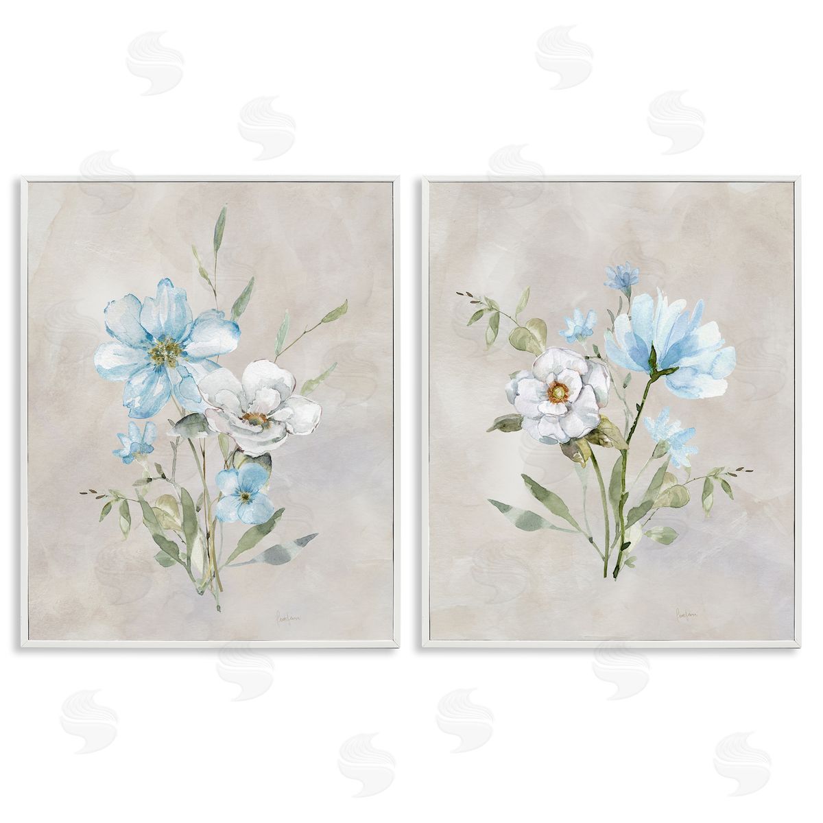 Delicate Flower Tendrils White Frame Print Wall Art, Home Decor by Livi Finn