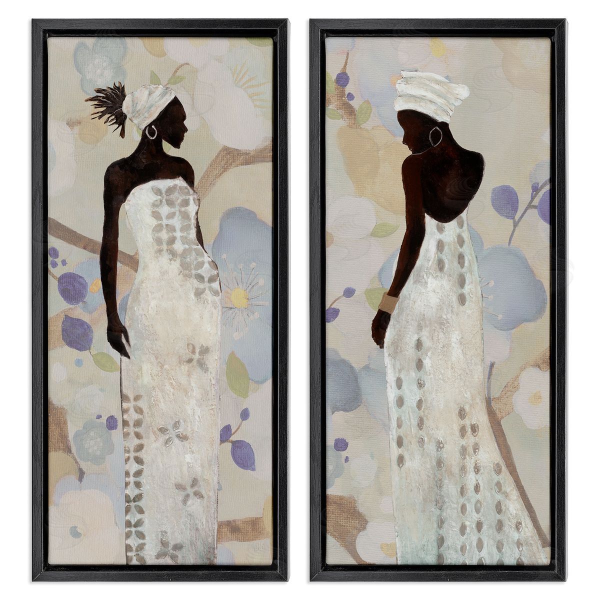 Stylish Neutrals Women Black Floating Frame Canvas Wall Art, Home Decor by Janet Tava