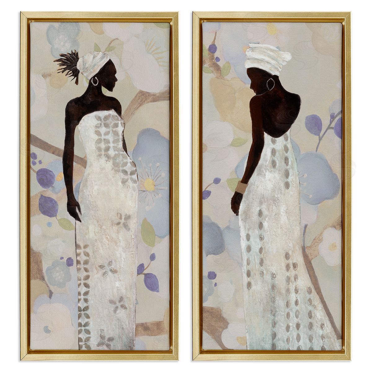 Stylish Neutrals Women Gold Floating Frame Canvas Wall Art, Home Decor by Janet Tava