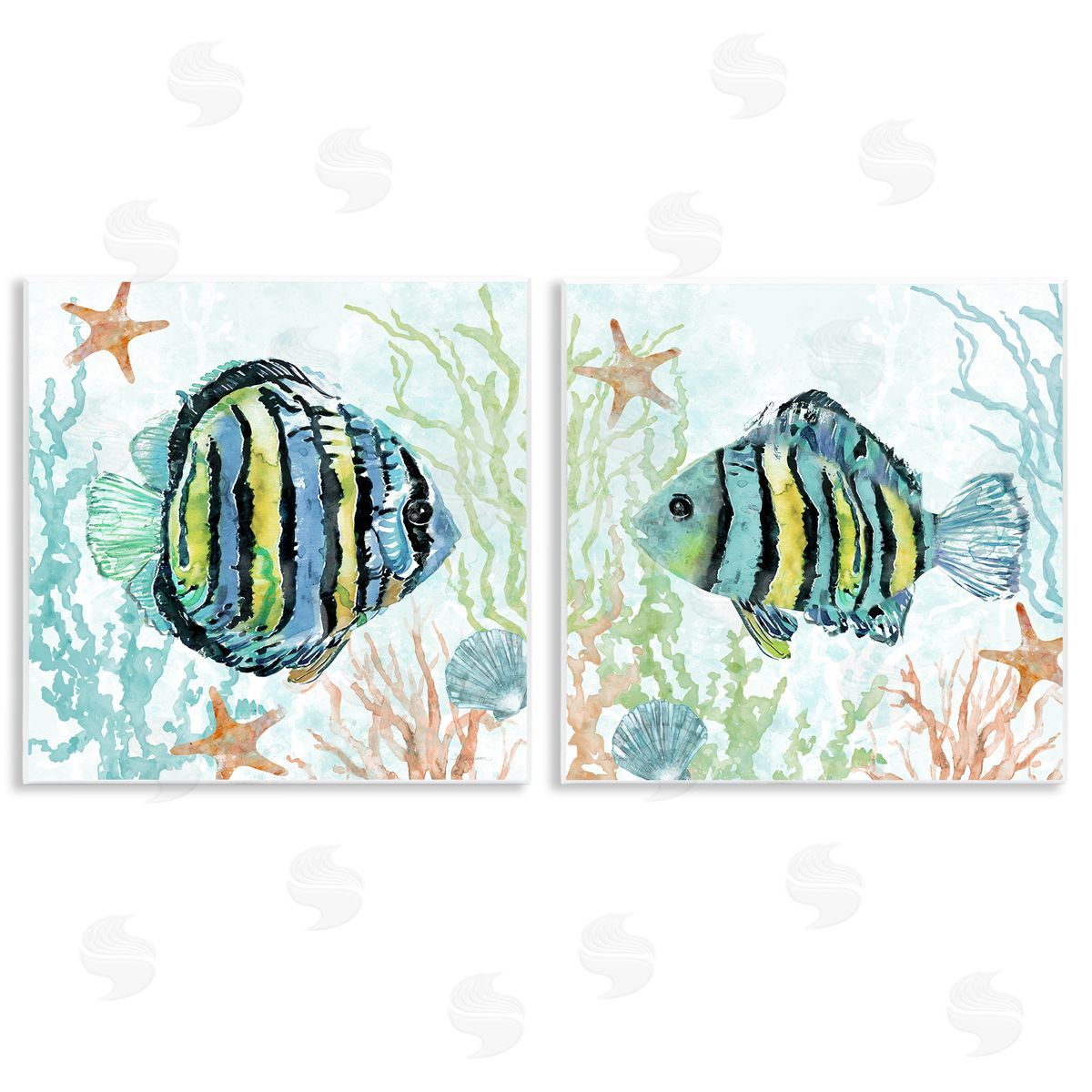Aquatic Striped Fish Wood Plaque Wall Art, Home Decor by Carol Robinson