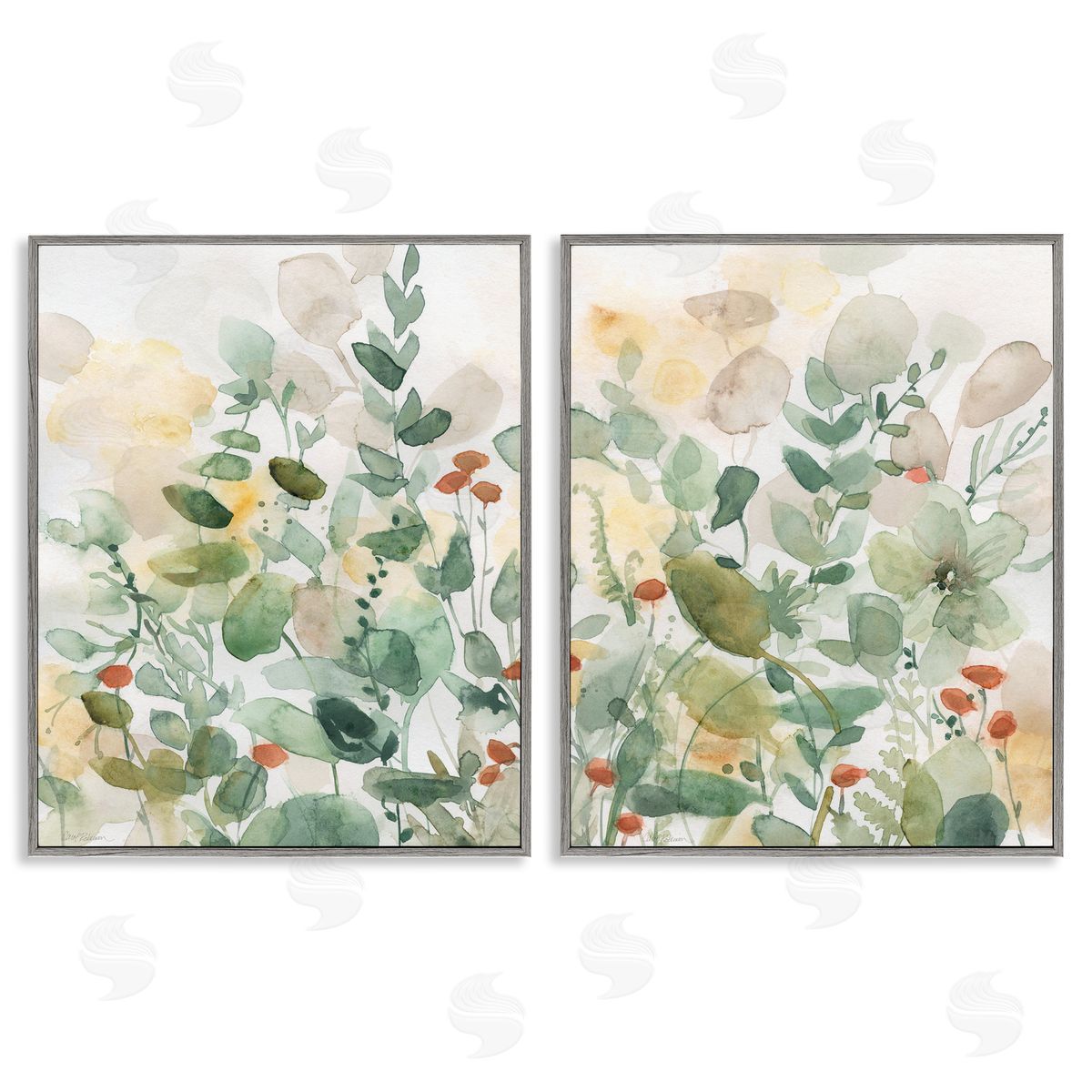 Botanical Garlands Abstract Grey Frame Print Wall Art, Home Decor by Carol Robinson