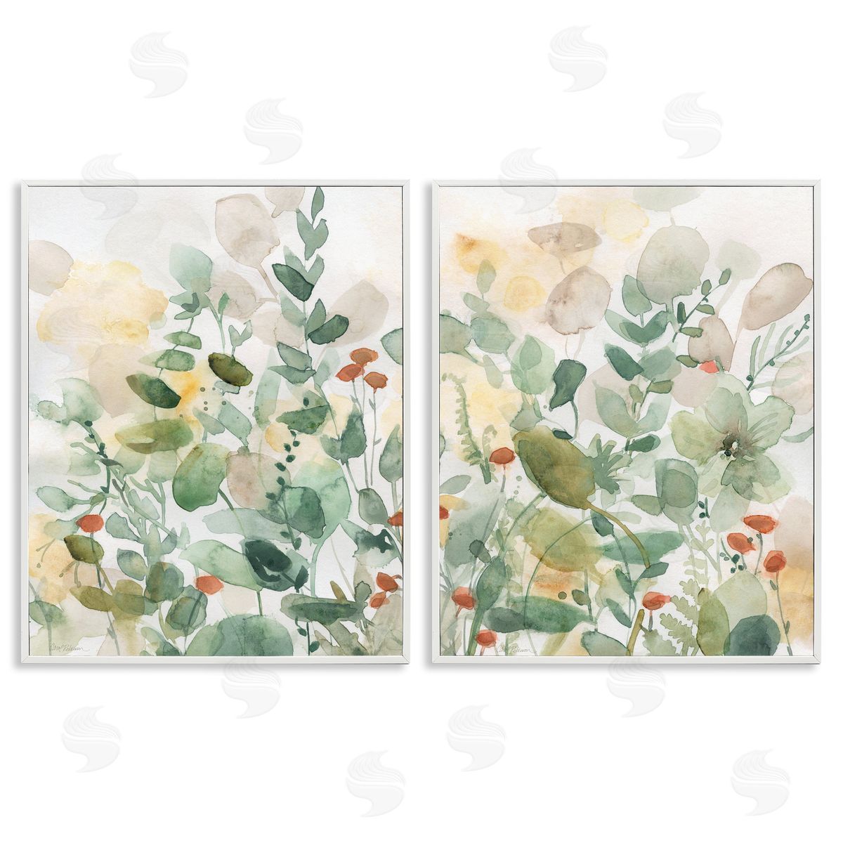 Botanical Garlands Abstract White Frame Print Wall Art, Home Decor by Carol Robinson