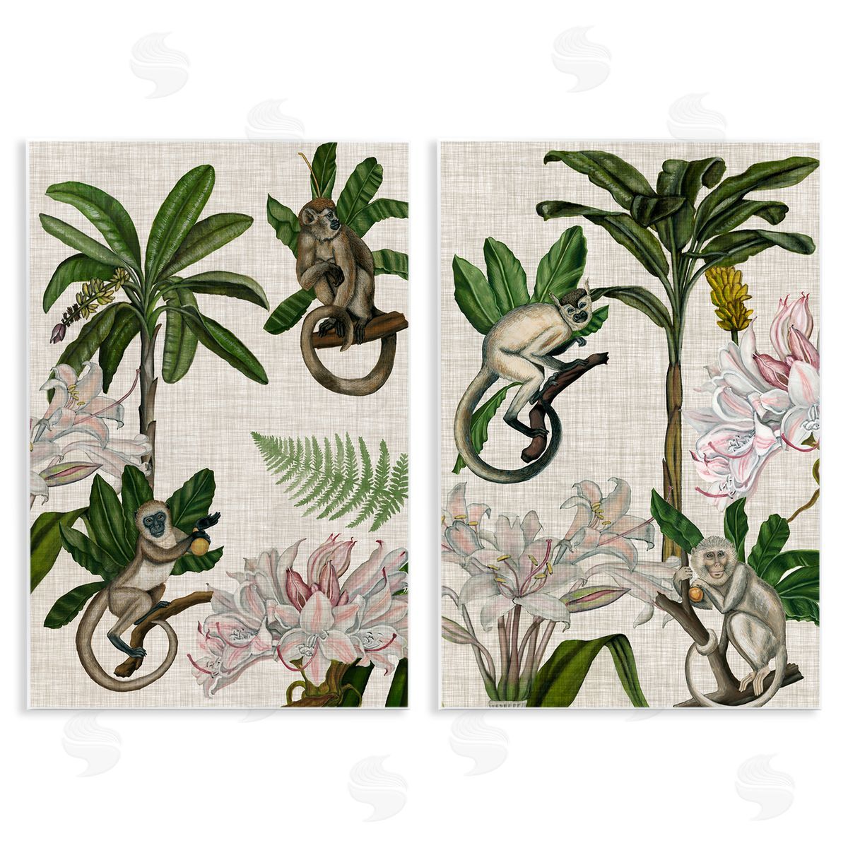 Tropical Trees & Monkeys Wood Plaque Wall Art, Home Decor by Naomi McCavitt