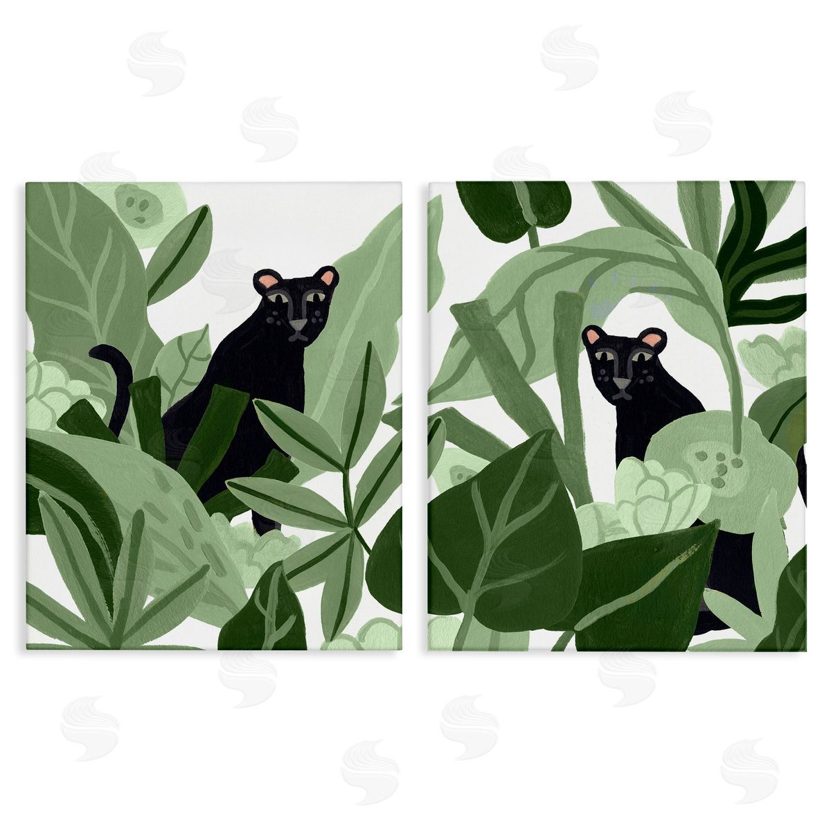 Panthers Among Tropics Canvas Wall Art, Home Decor by June Erica Vess