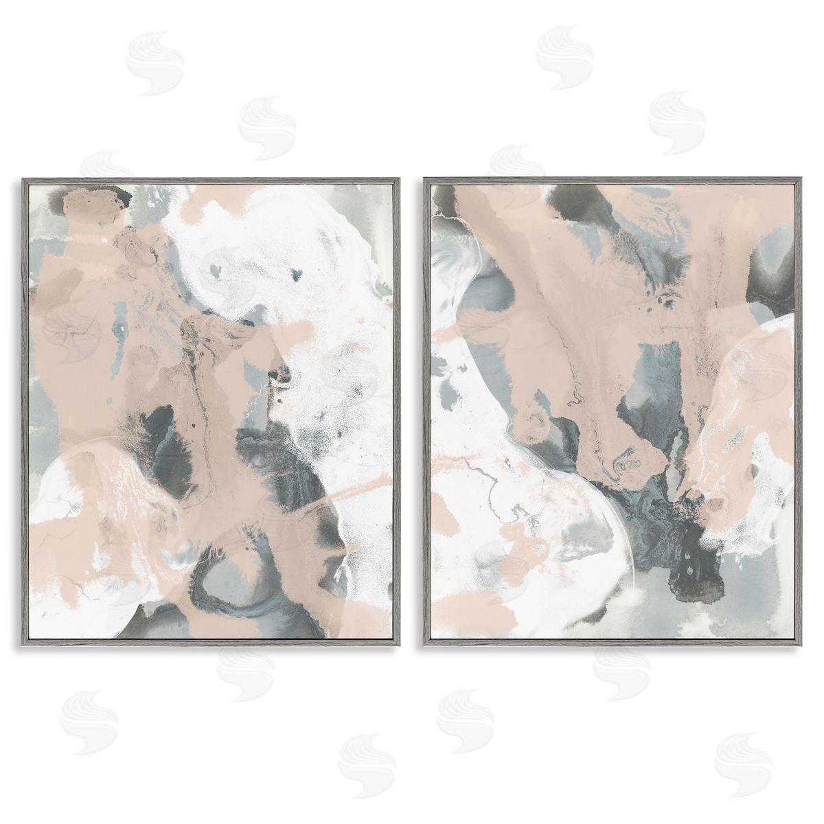 Beige & Gray Splashes Grey Frame Print Wall Art, Home Decor by June Erica Vess